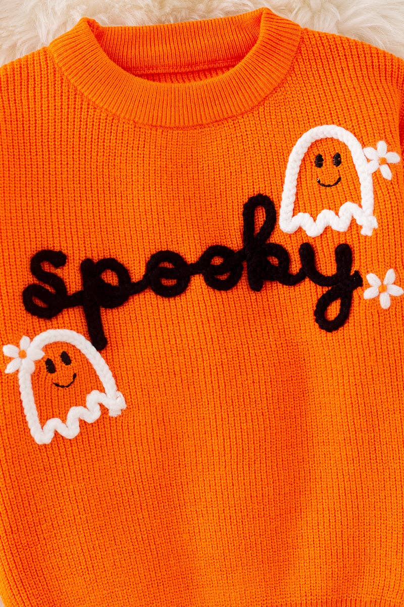 Spooky knit girls sweater with pearl beads. (Available in 3 colors!)