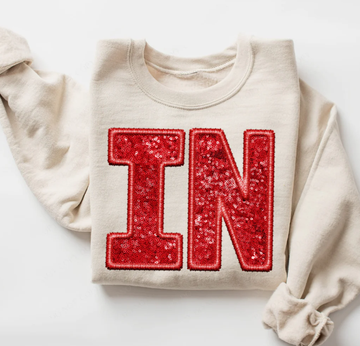 FAUX Sequin Indiana State Sweatshirt