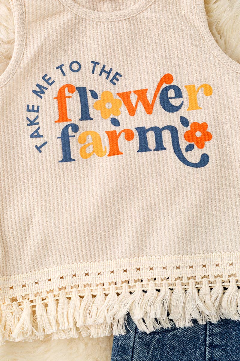 "Take me to the flower farm" girls tank top & denim shorts. *READY TO SHIP*