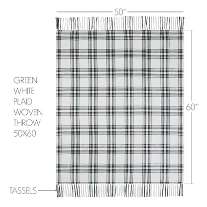 Harper Plaid Green White Woven Throw 50x60