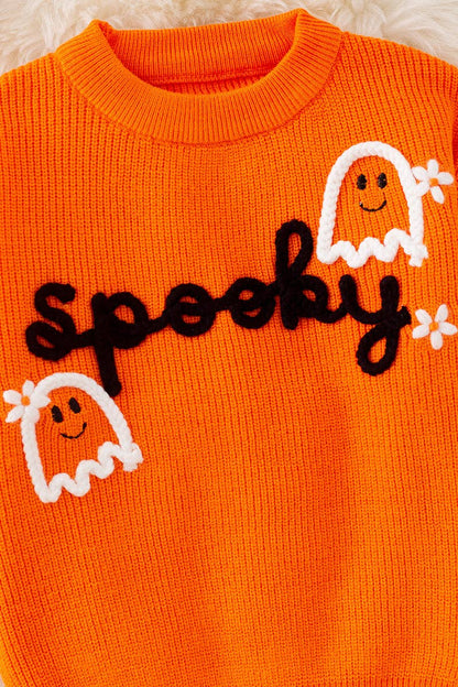 Spooky knit girls sweater with pearl beads. (Available in 3 colors!)