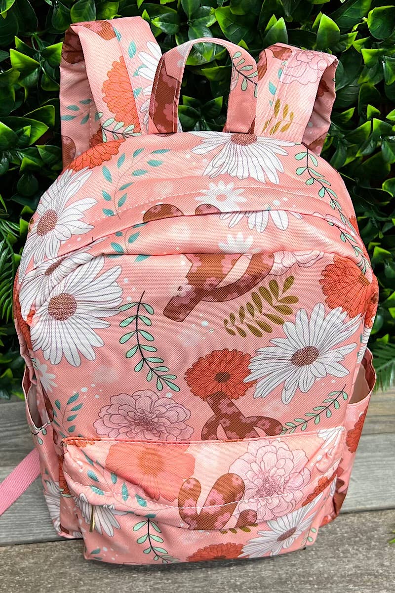 FLORAL CACTUS/CORAL PRINTED SMALL SIZE BACKPACK.