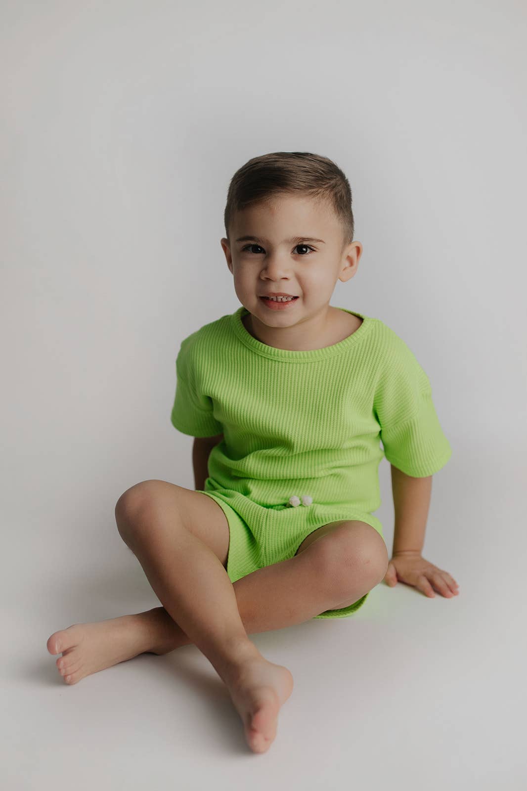 Lime Green Summer Waffle Toddler Top & Bottom Set