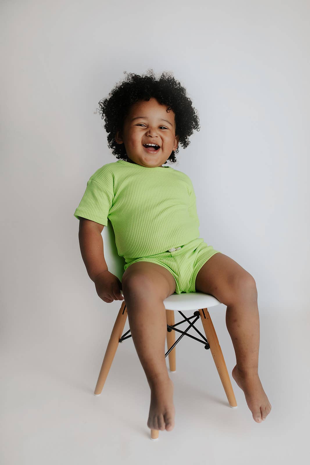 Lime Green Summer Waffle Toddler Top & Bottom Set