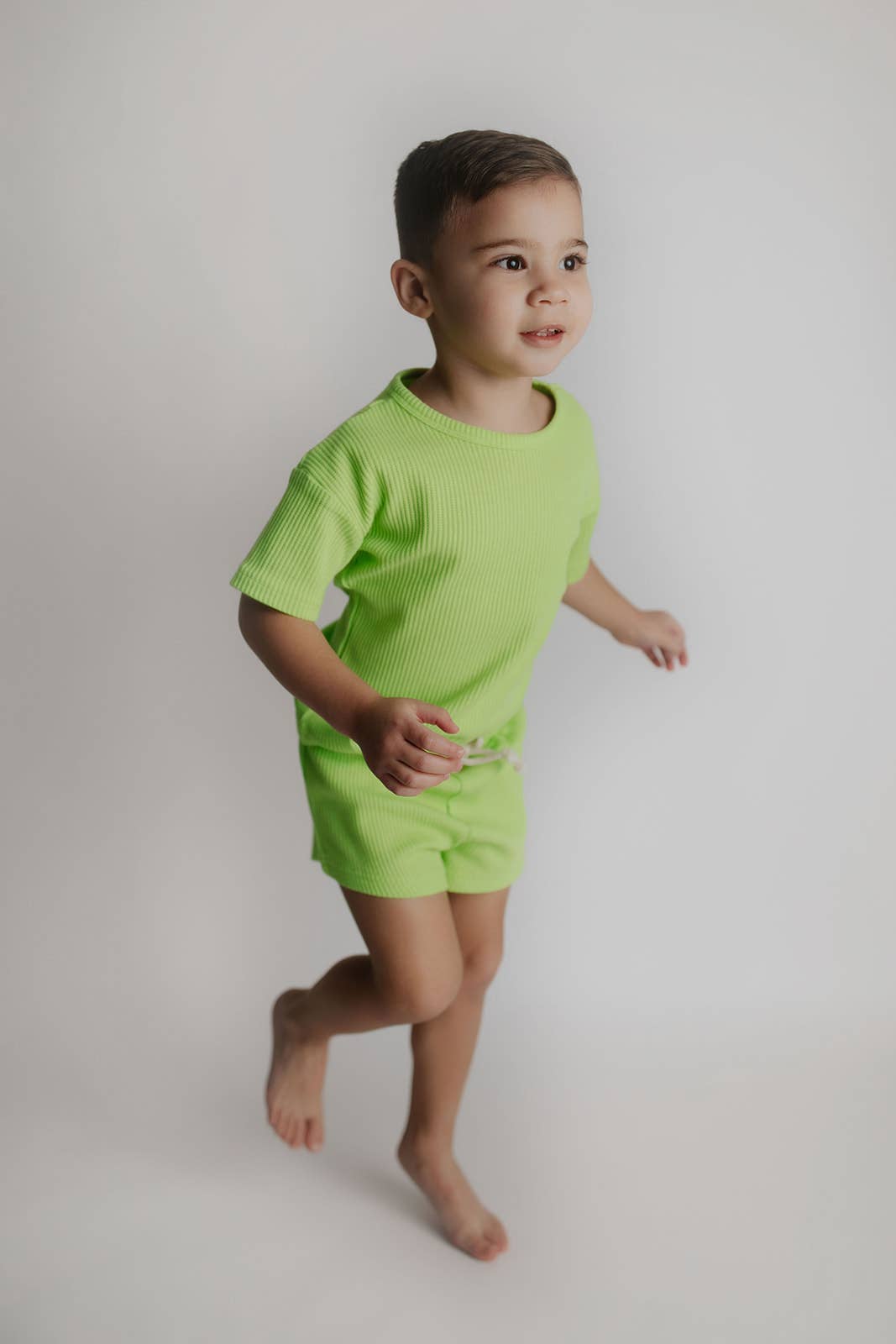 Lime Green Summer Waffle Toddler Top & Bottom Set