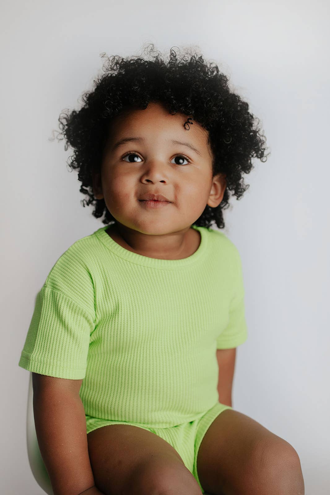 Lime Green Summer Waffle Toddler Top & Bottom Set