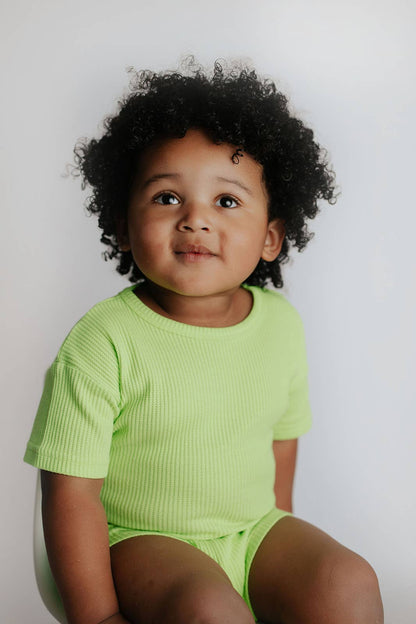 Lime Green Summer Waffle Toddler Top & Bottom Set