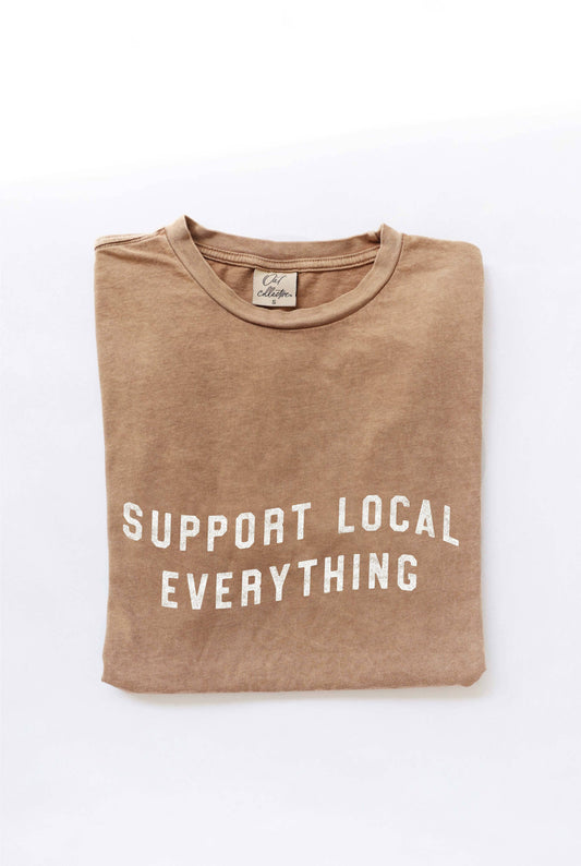 SUPPORT LOCAL EVERYTHING Mineral Washed Graphic Top