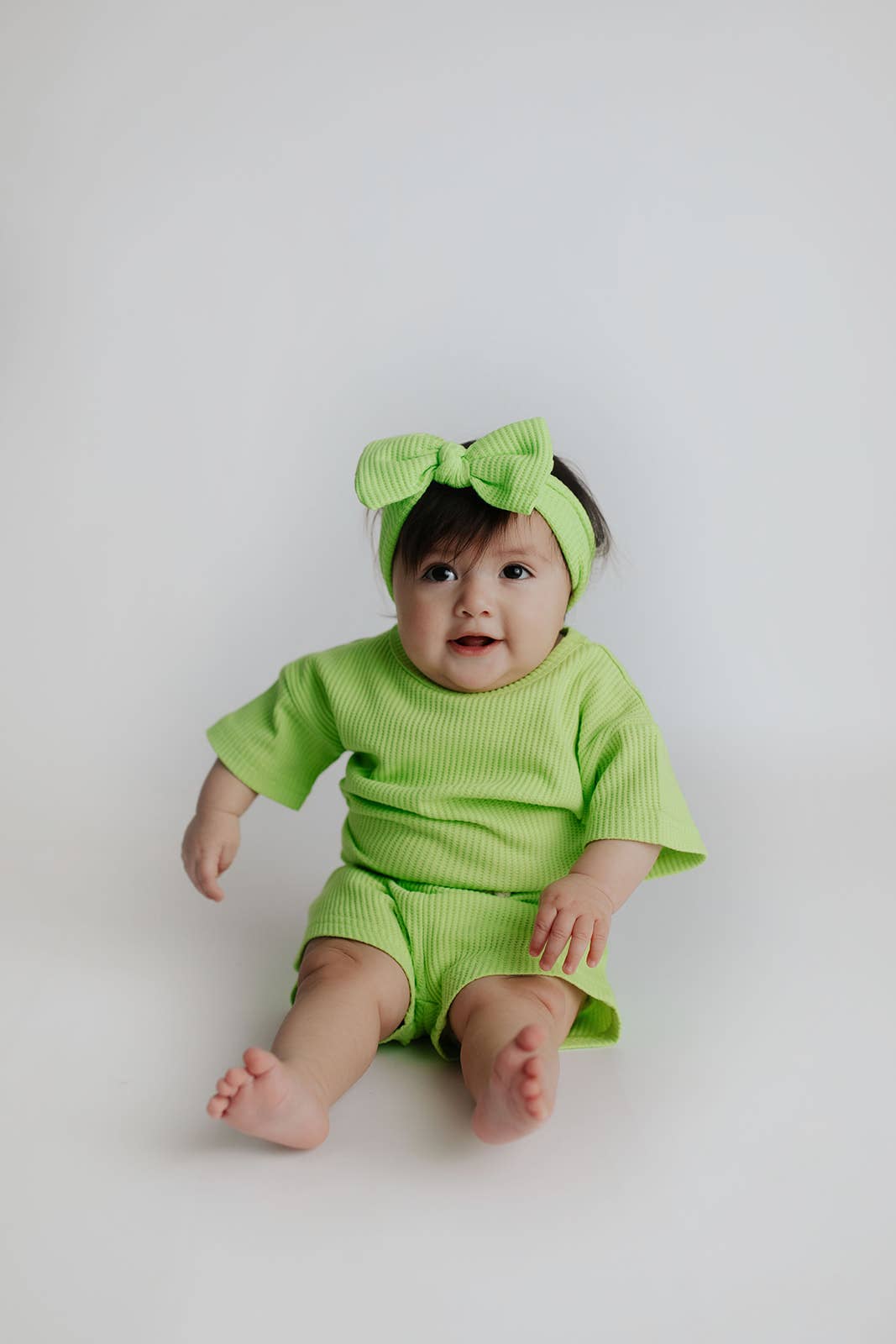 Lime Green Summer Waffle Toddler Top & Bottom Set