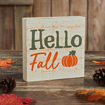 Hello Fall Pumpkin Cream Base MDF Sign 5x5