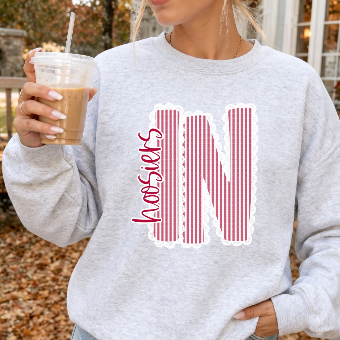 Lace Trim IN Hoosiers Tee or Sweatshirt