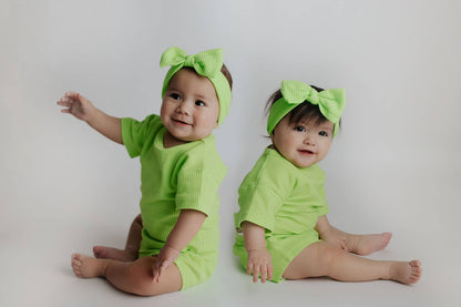 Lime Green Summer Waffle Toddler Top & Bottom Set