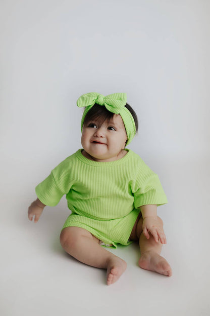 Lime Green Summer Waffle Toddler Top & Bottom Set