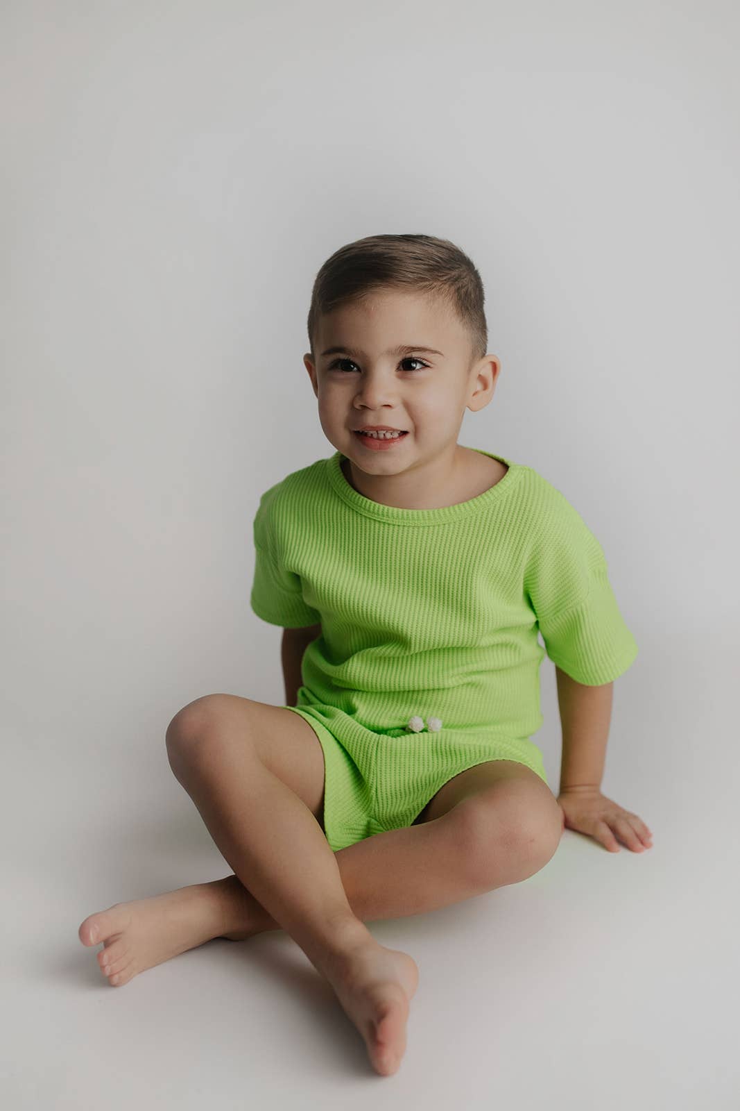Lime Green Summer Waffle Toddler Top & Bottom Set
