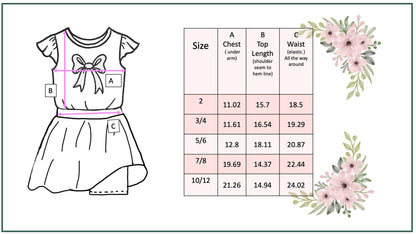 Girls Peach Floral Bow Spring Summer Skort Set