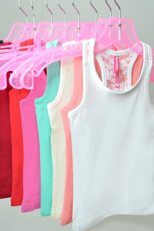 GKT-16232B Girl's Solid Racerback Tank w/ Cutout Lace