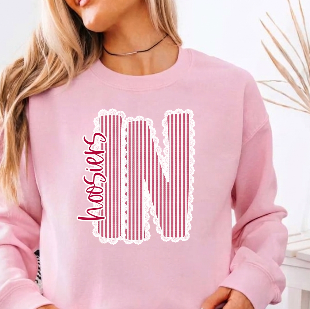 Lace Trim IN Hoosiers Tee or Sweatshirt