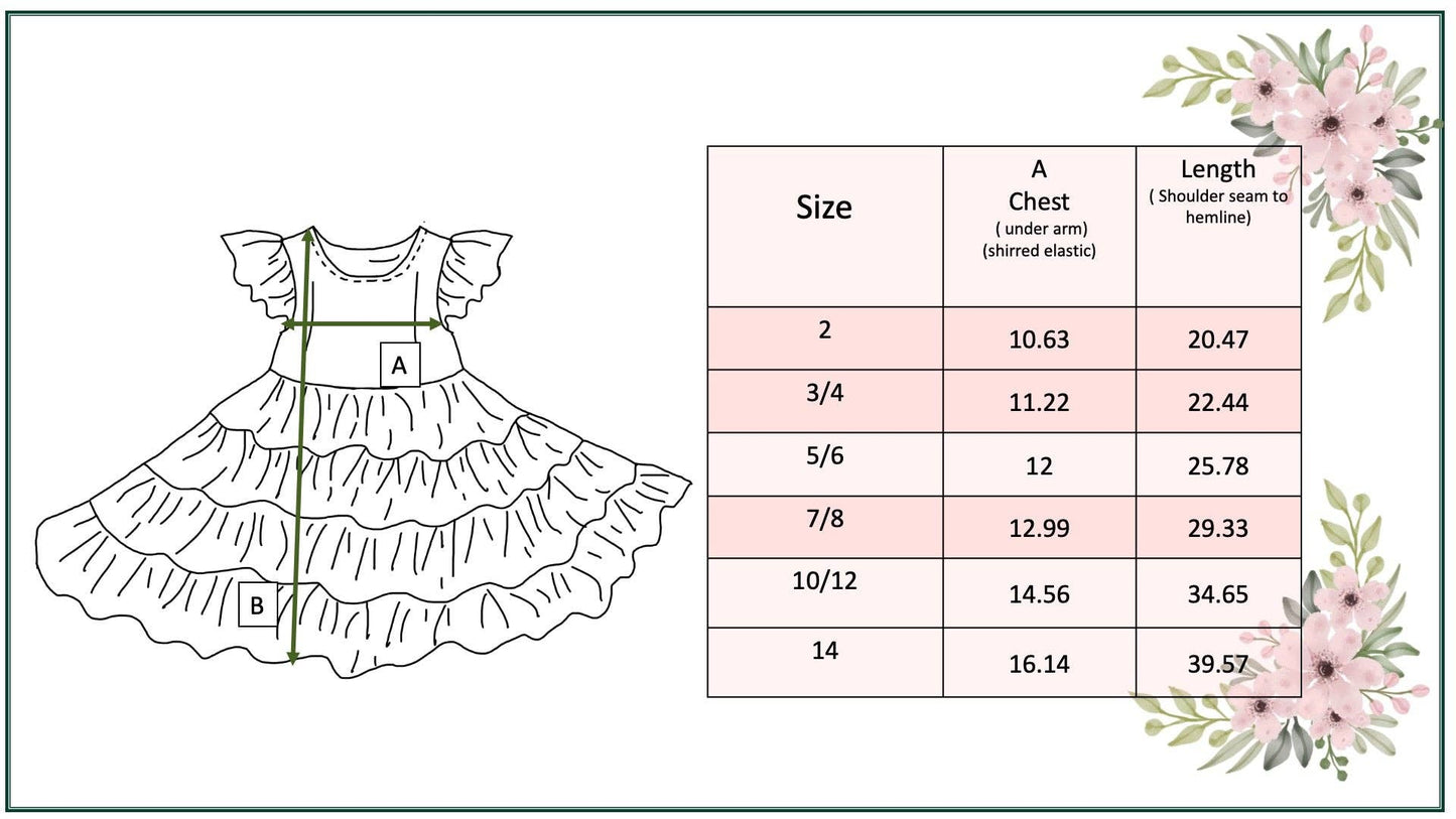 Girls Ava Twirl Light Pink Floral Check Tiered Spring Dress