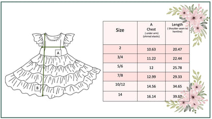Girls Ava Twirl Light Pink Floral Check Tiered Spring Dress