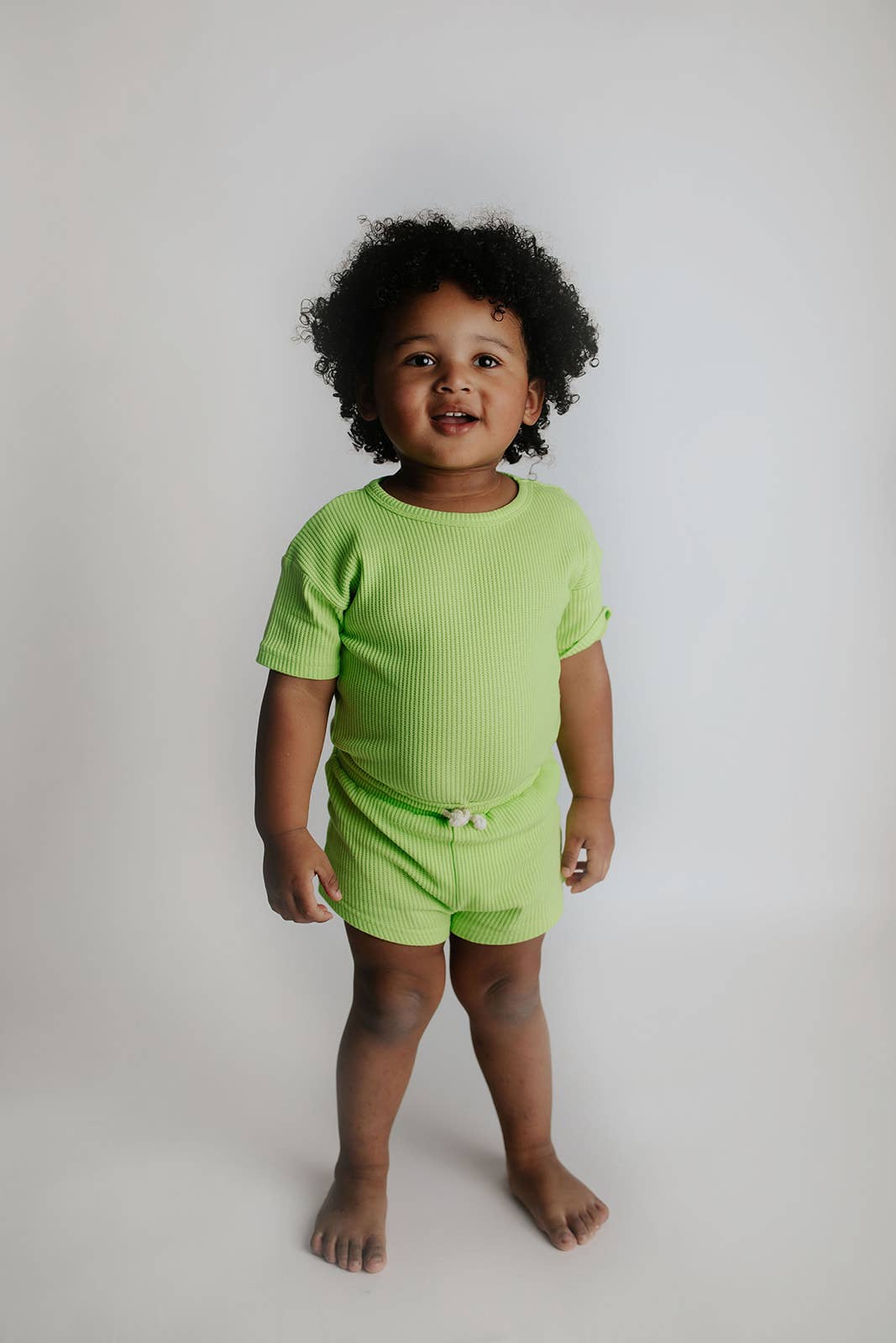 Lime Green Summer Waffle Toddler Top & Bottom Set