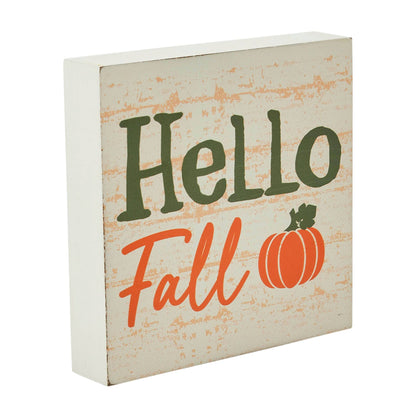 Hello Fall Pumpkin Cream Base MDF Sign 5x5