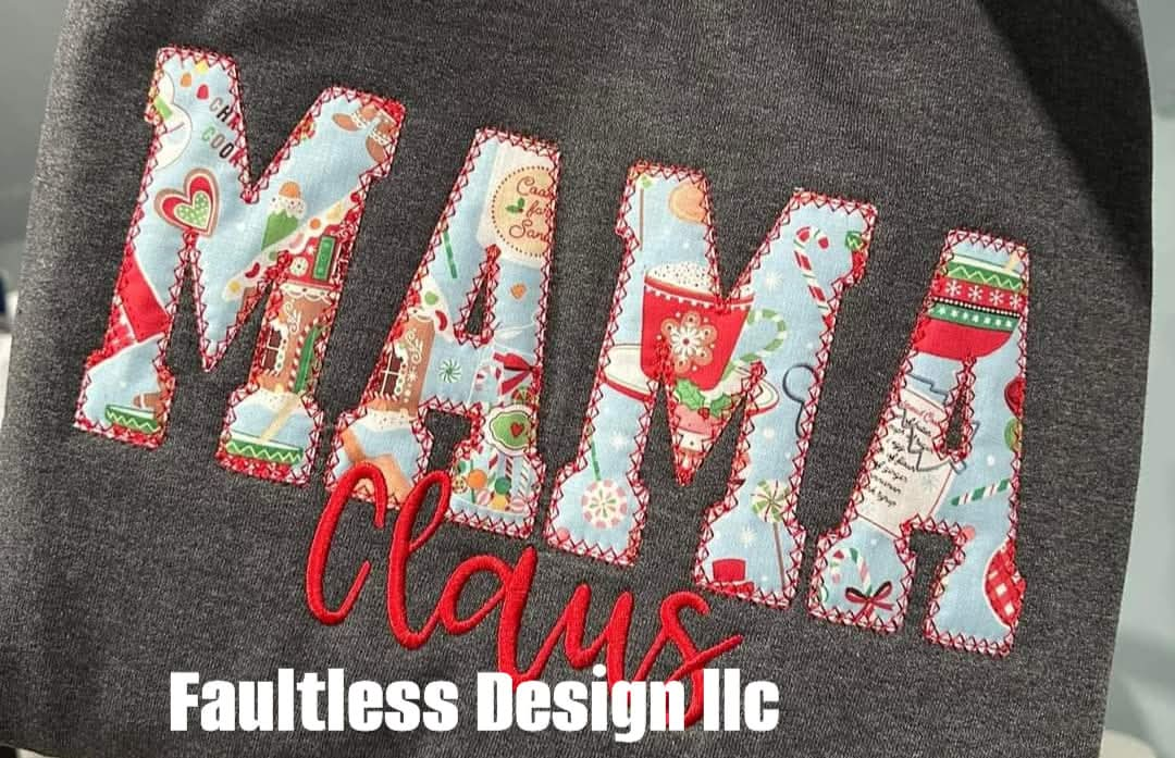 Mama Claus, Christmas applique, Sweatshirt