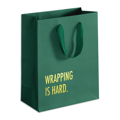 Wrapping is Hard (Green) - Holiday Funny Gift Bag