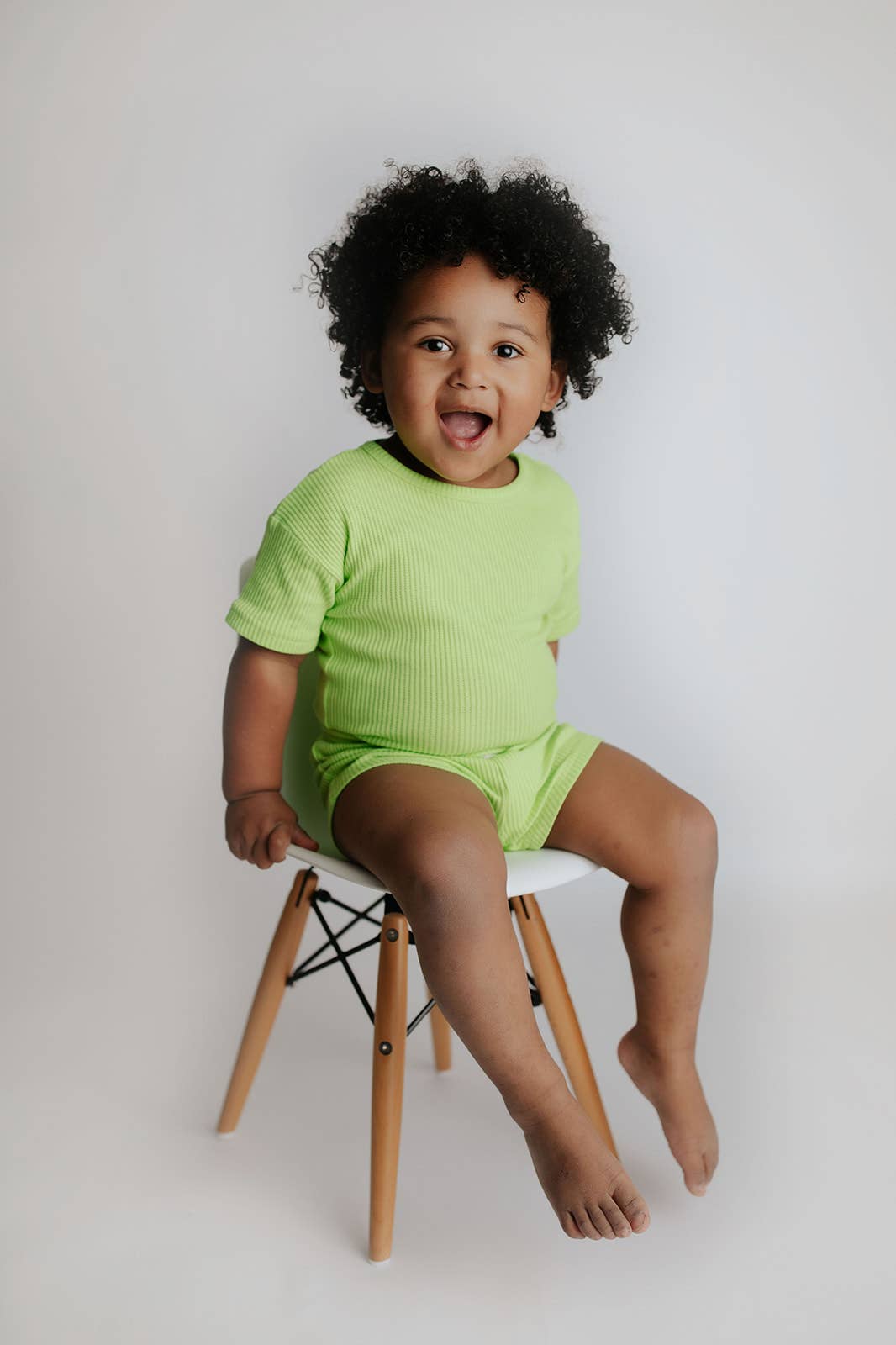 Lime Green Summer Waffle Toddler Top & Bottom Set