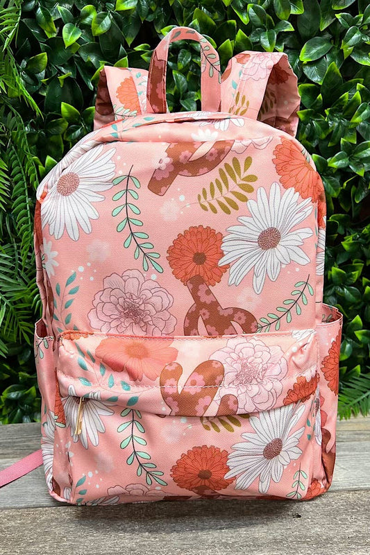 FLORAL CACTUS/CORAL PRINTED SMALL SIZE BACKPACK.