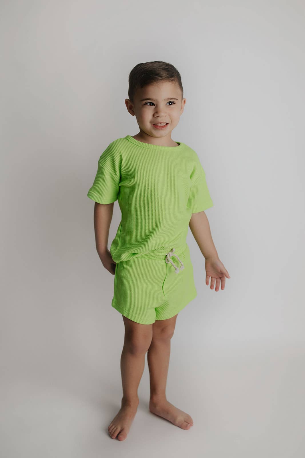 Lime Green Summer Waffle Toddler Top & Bottom Set