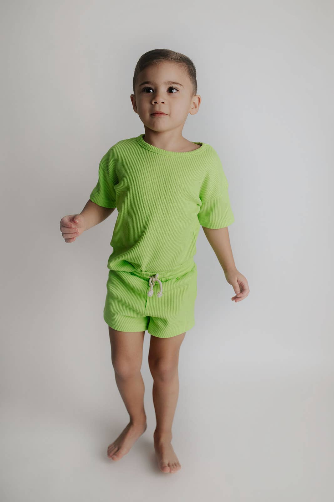 Lime Green Summer Waffle Toddler Top & Bottom Set