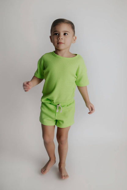 Lime Green Summer Waffle Toddler Top & Bottom Set