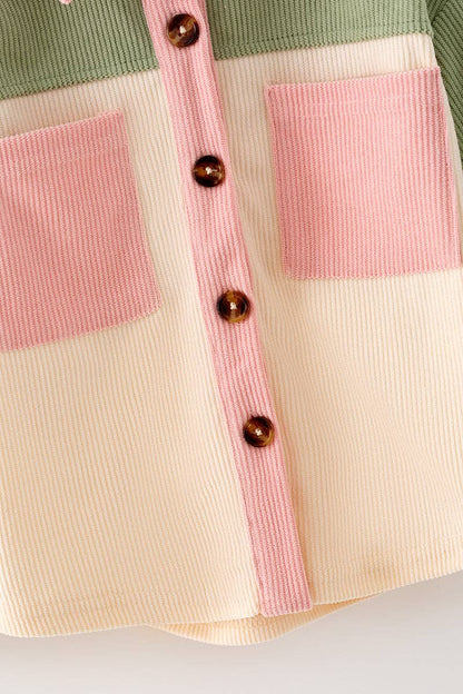 Green, Ivory & pink long sleeve button up shirt. TPG60593 SOL