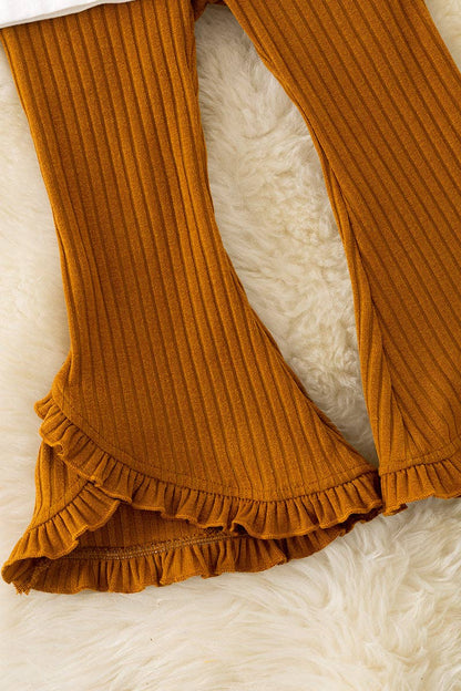 🩷"Cozy Season" Coquette bow sleeve and brown pants. OFG50982 SOL