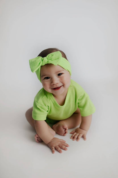 Lime Green Summer Waffle Toddler Top & Bottom Set